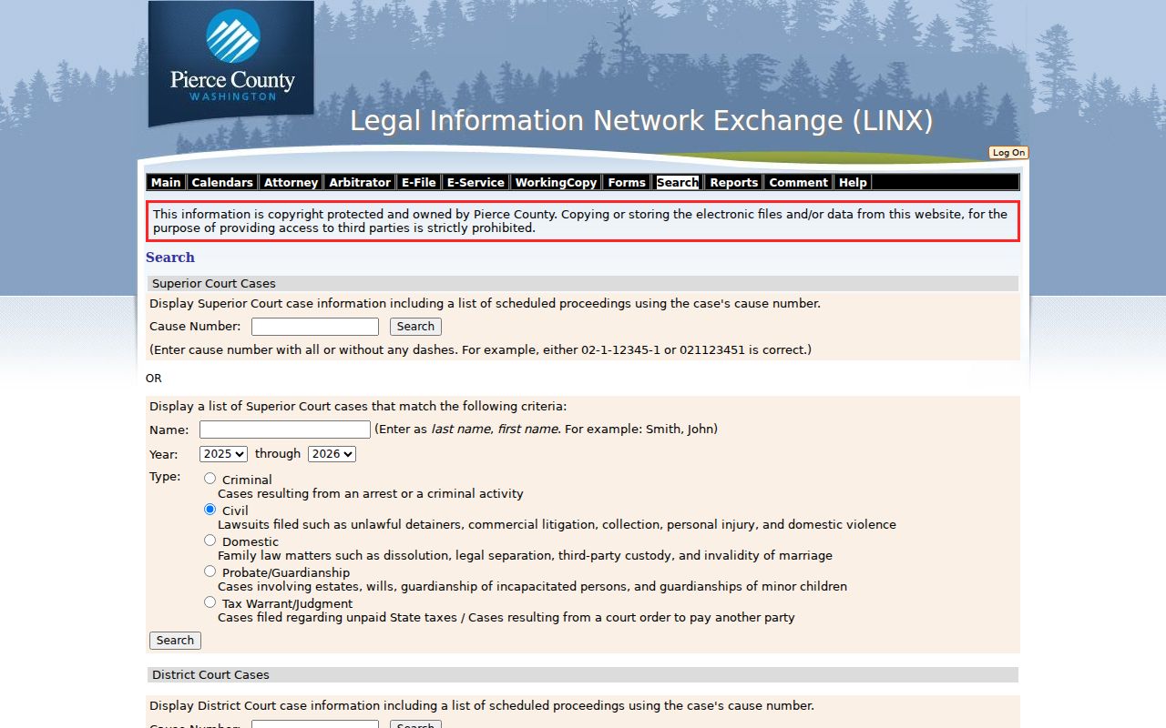 Spanaway resident lookup fields in Pierce County LINX