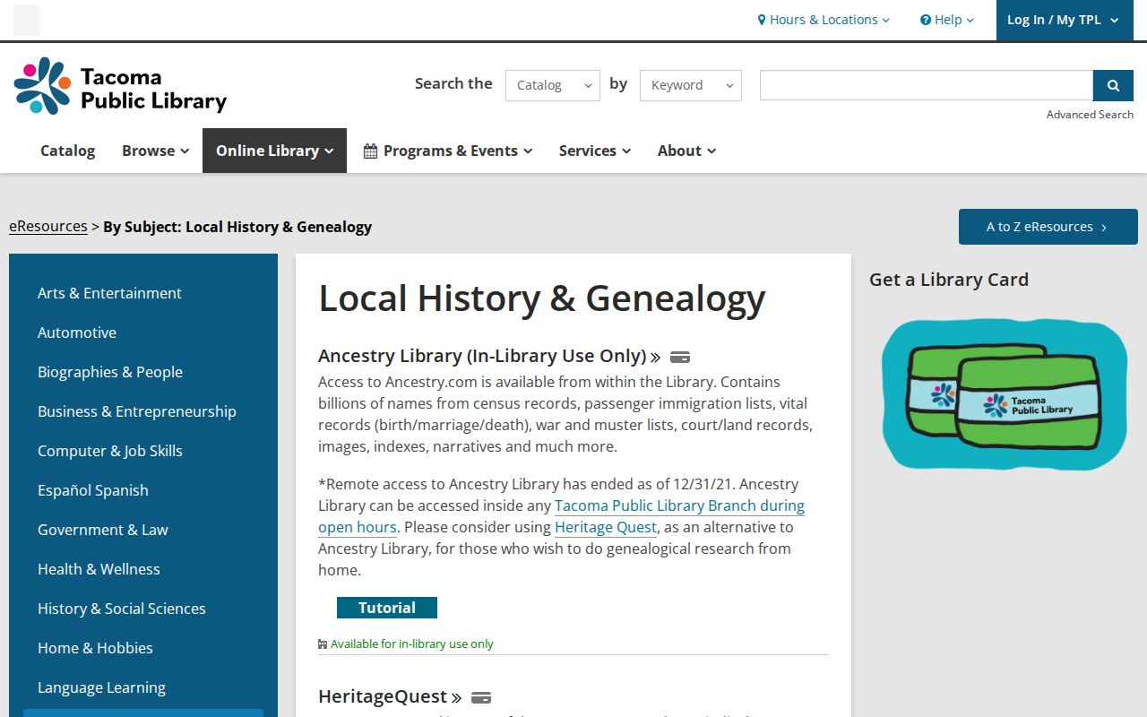 Tacoma Public Library genealogy resources for Spanaway city directory research